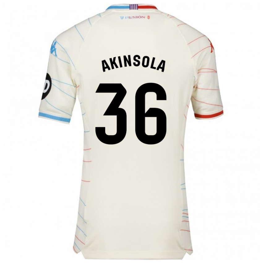 Niño Camiseta Tunde Akinsola #36 Blanco Rojo Azul 2ª Equipación 2024/25 La Camisa Perú