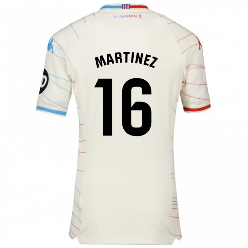 Niño Camiseta Jesús Martínez #16 Blanco Rojo Azul 2ª Equipación 2024/25 La Camisa Perú