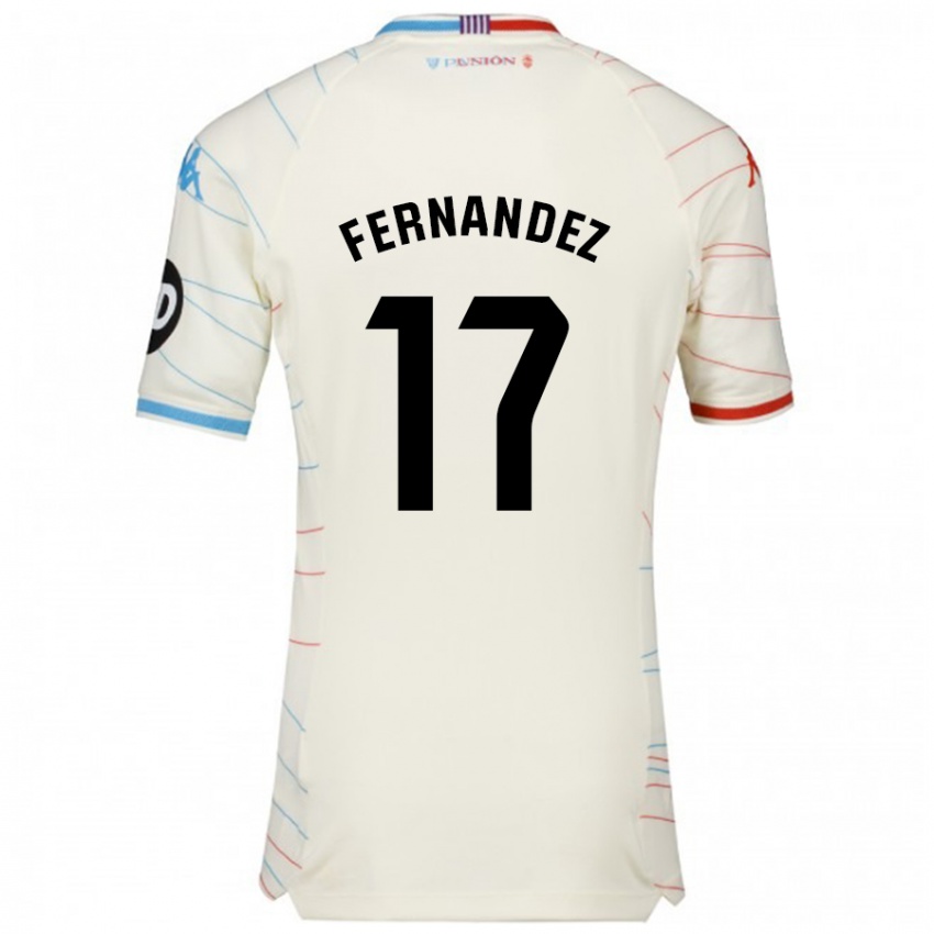 Niño Camiseta Dani Fernández #17 Blanco Rojo Azul 2ª Equipación 2024/25 La Camisa Perú