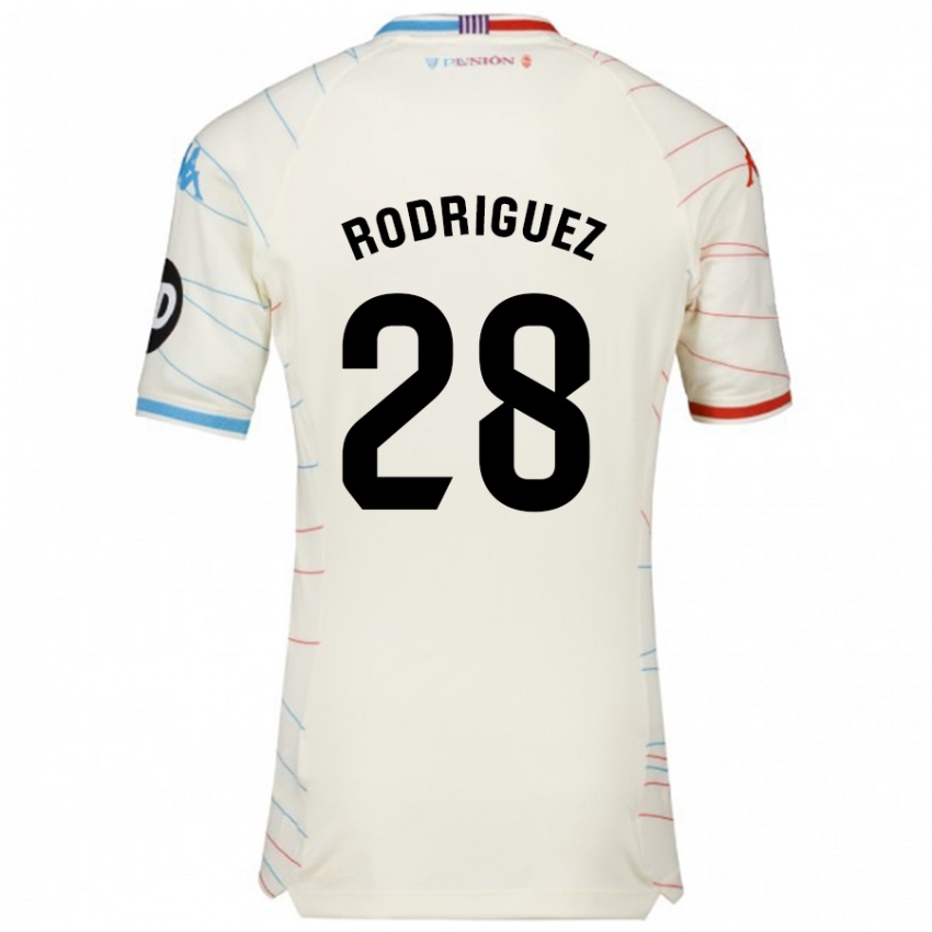 Niño Camiseta Yago Rodríguez #28 Blanco Rojo Azul 2ª Equipación 2024/25 La Camisa Perú