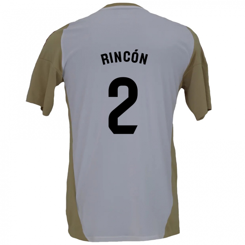 Niño Camiseta Hugo Rincón #2 Marrón Blanco 2ª Equipación 2024/25 La Camisa Perú