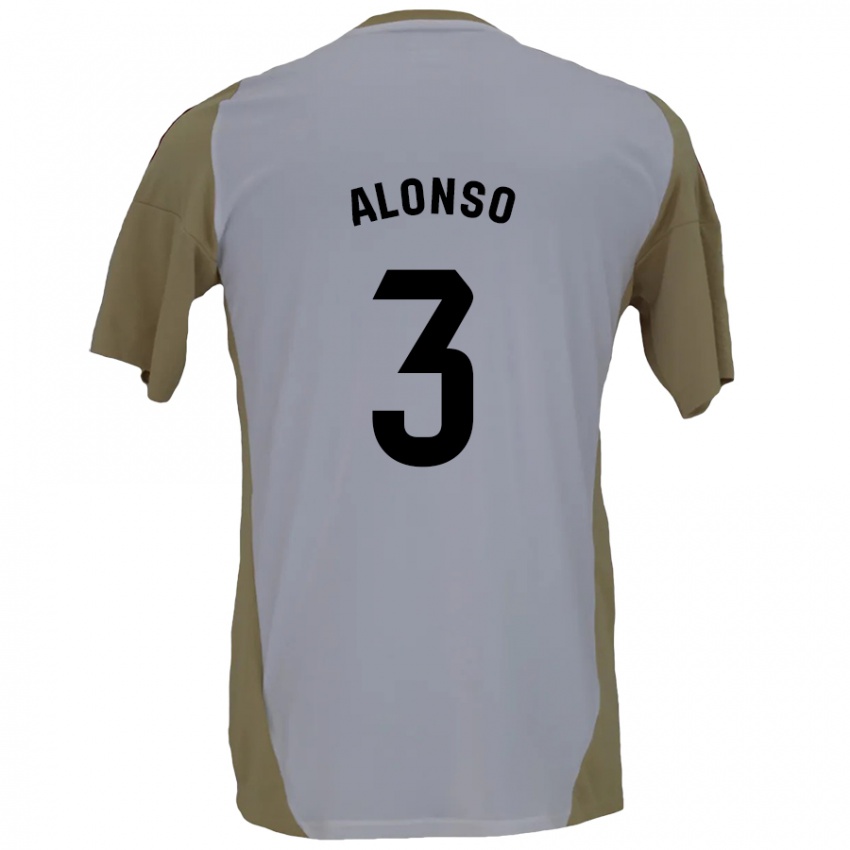 Niño Camiseta Julio Alonso #3 Marrón Blanco 2ª Equipación 2024/25 La Camisa Perú