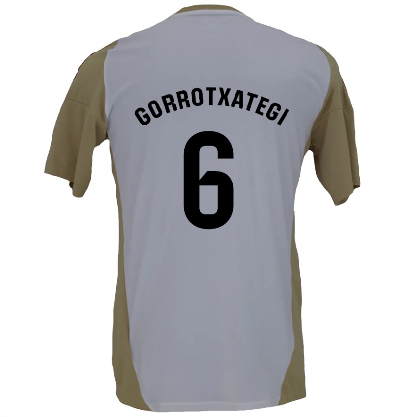 Niño Camiseta Jon Gorrotxategi #6 Marrón Blanco 2ª Equipación 2024/25 La Camisa Perú