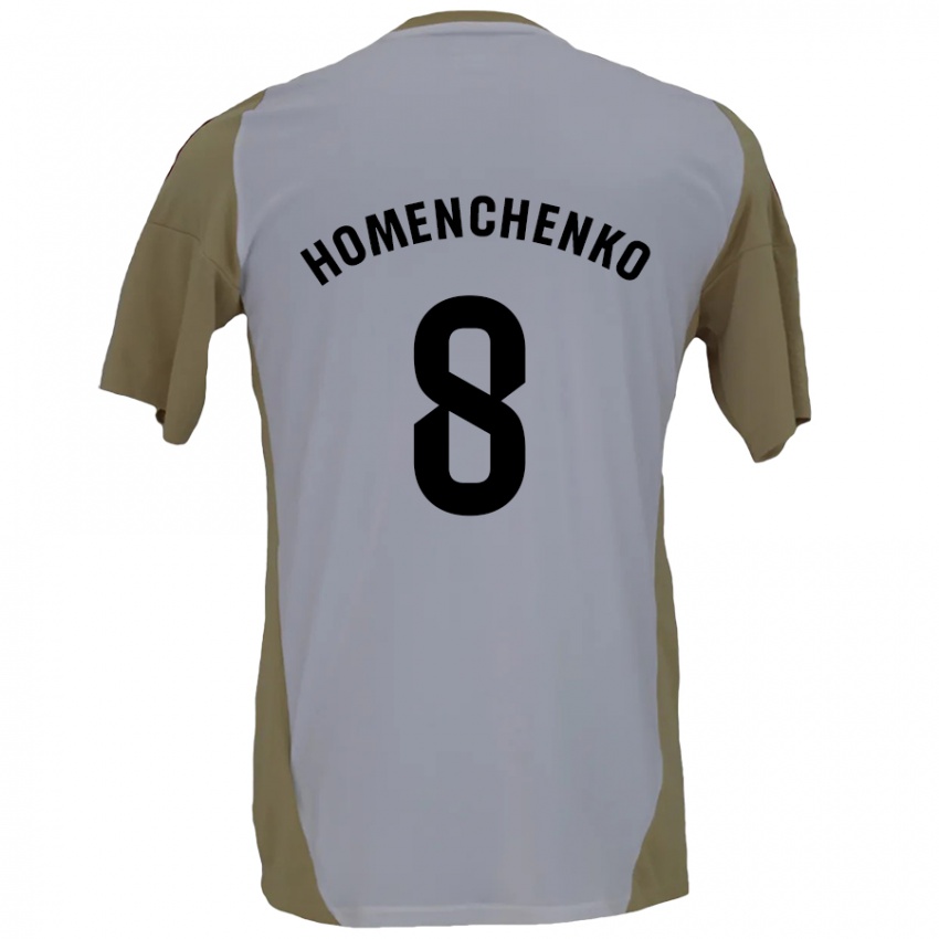 Niño Camiseta Santiago Homenchenko #8 Marrón Blanco 2ª Equipación 2024/25 La Camisa Perú