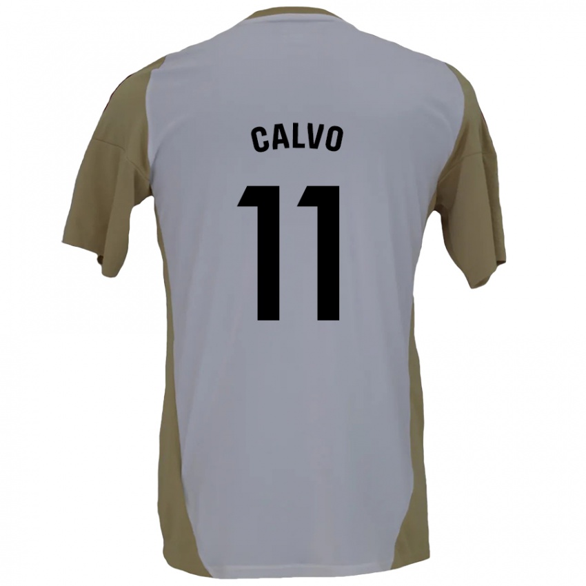 Niño Camiseta Álex Calvo #11 Marrón Blanco 2ª Equipación 2024/25 La Camisa Perú