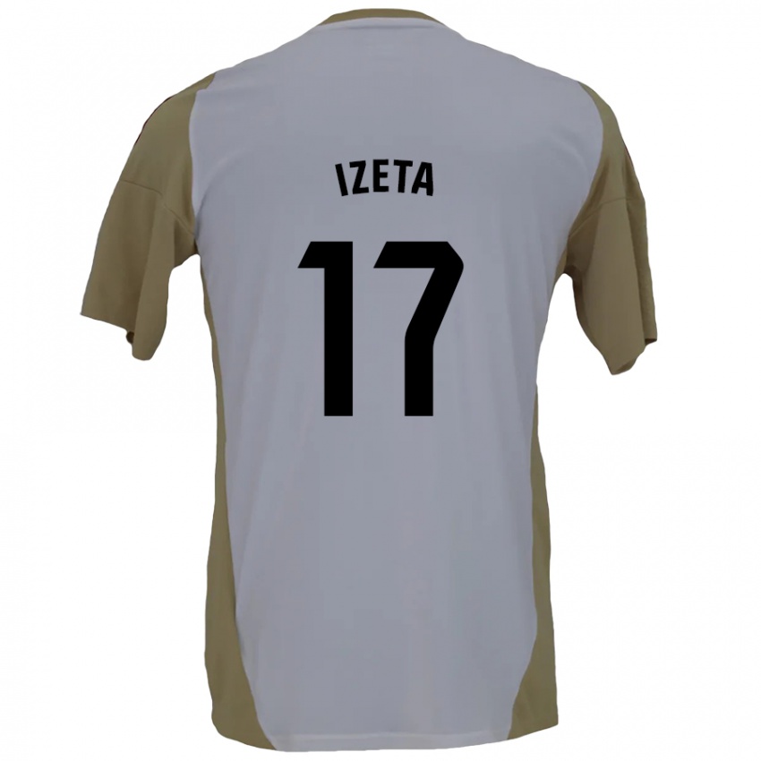 Niño Camiseta Urko Izeta #17 Marrón Blanco 2ª Equipación 2024/25 La Camisa Perú