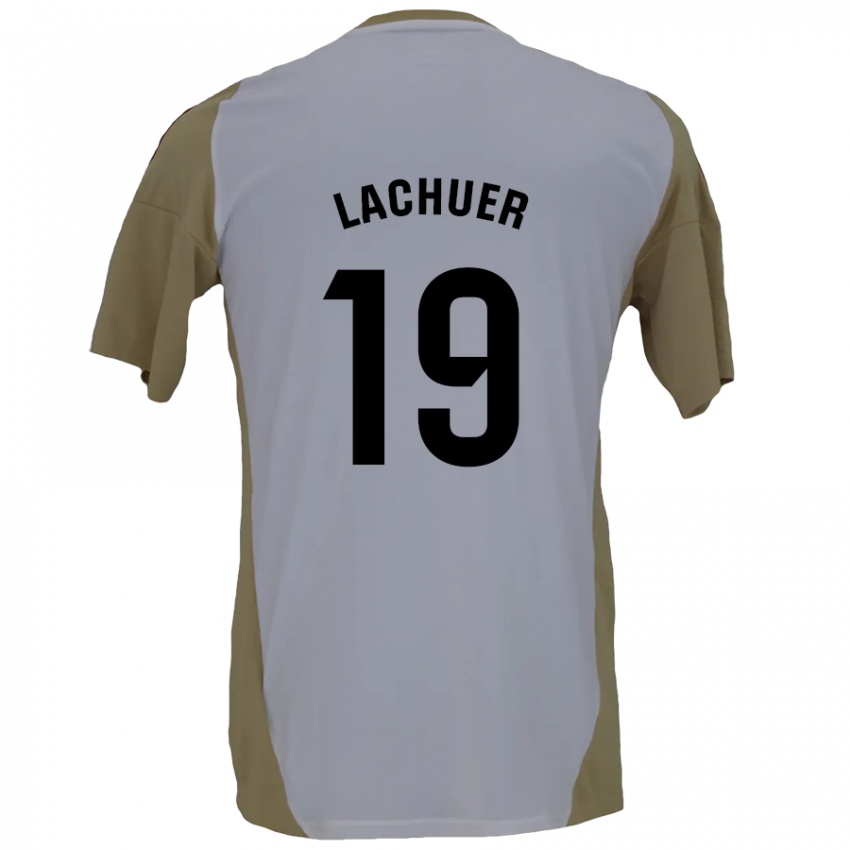 Niño Camiseta Mathis Lachuer #19 Marrón Blanco 2ª Equipación 2024/25 La Camisa Perú