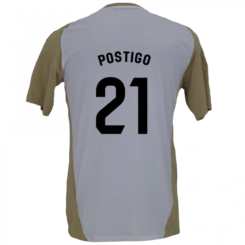 Niño Camiseta Sergio Postigo #21 Marrón Blanco 2ª Equipación 2024/25 La Camisa Perú