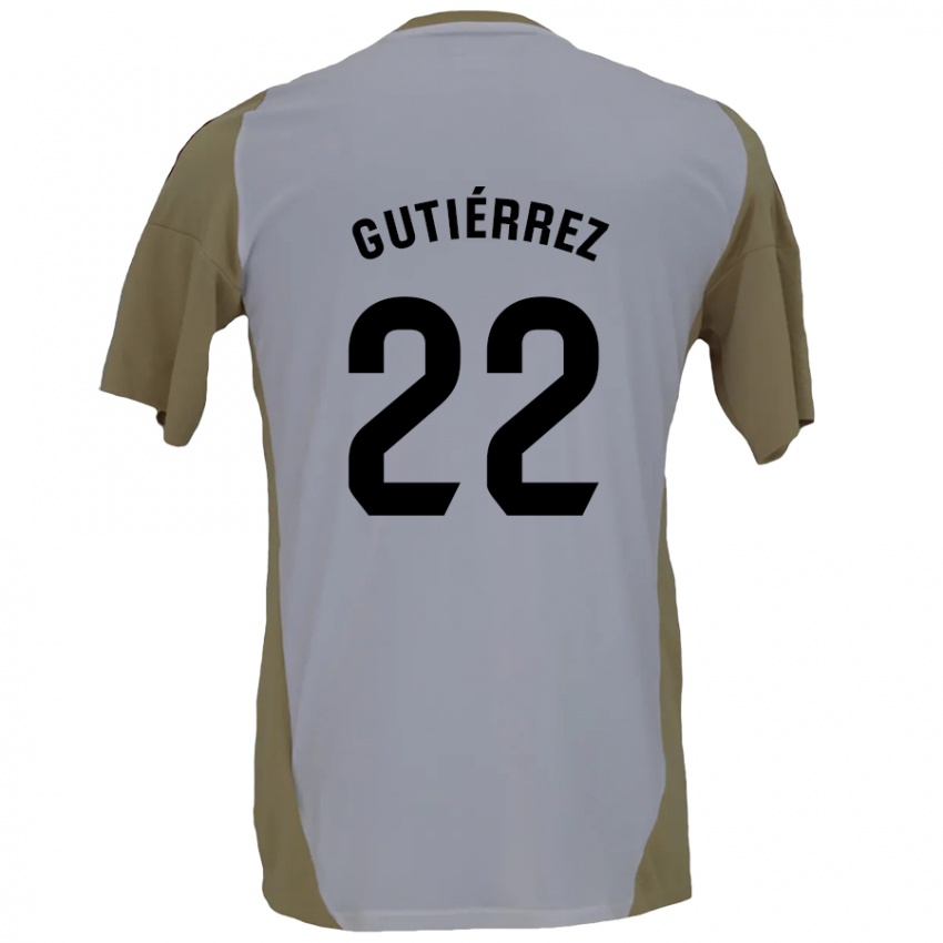 Niño Camiseta Juan Gutiérrez #22 Marrón Blanco 2ª Equipación 2024/25 La Camisa Perú