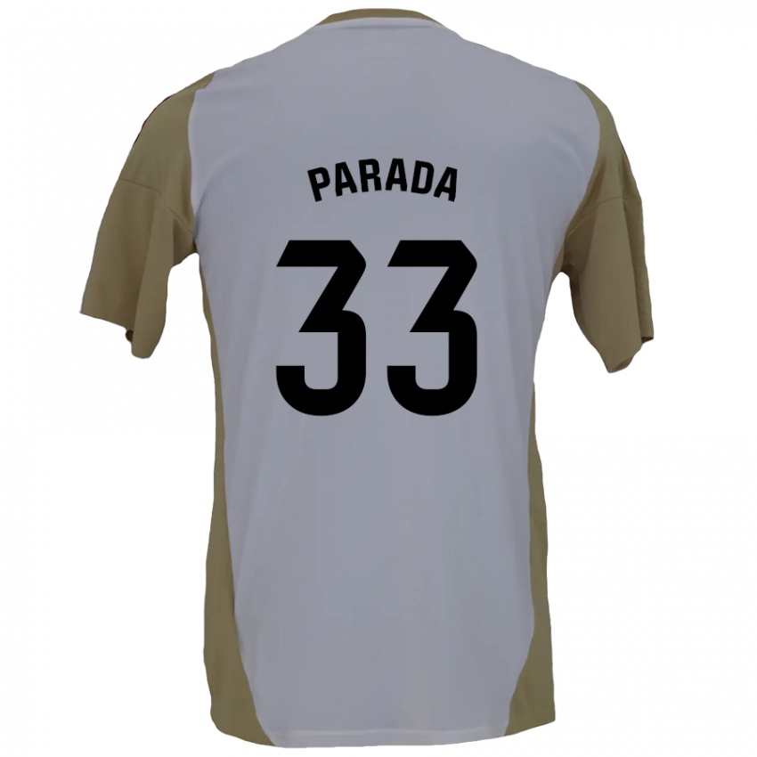 Niño Camiseta Victor Parada #33 Marrón Blanco 2ª Equipación 2024/25 La Camisa Perú