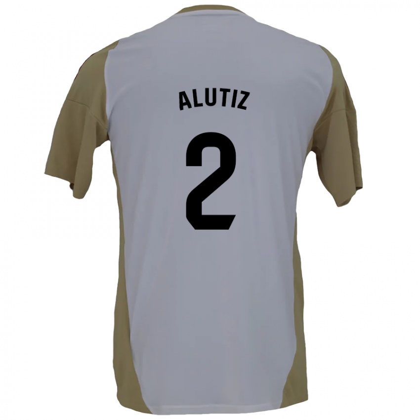 Niño Camiseta Hodei Alutiz #2 Marrón Blanco 2ª Equipación 2024/25 La Camisa Perú