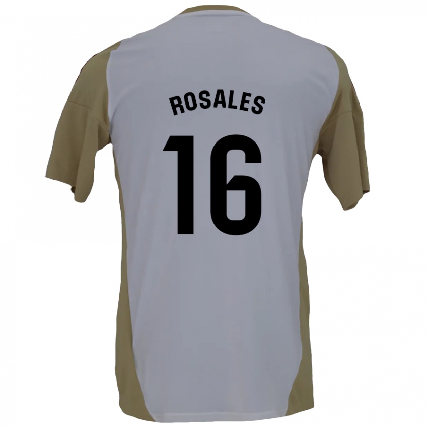 Niño Camiseta Diego Rosales #16 Marrón Blanco 2ª Equipación 2024/25 La Camisa Perú