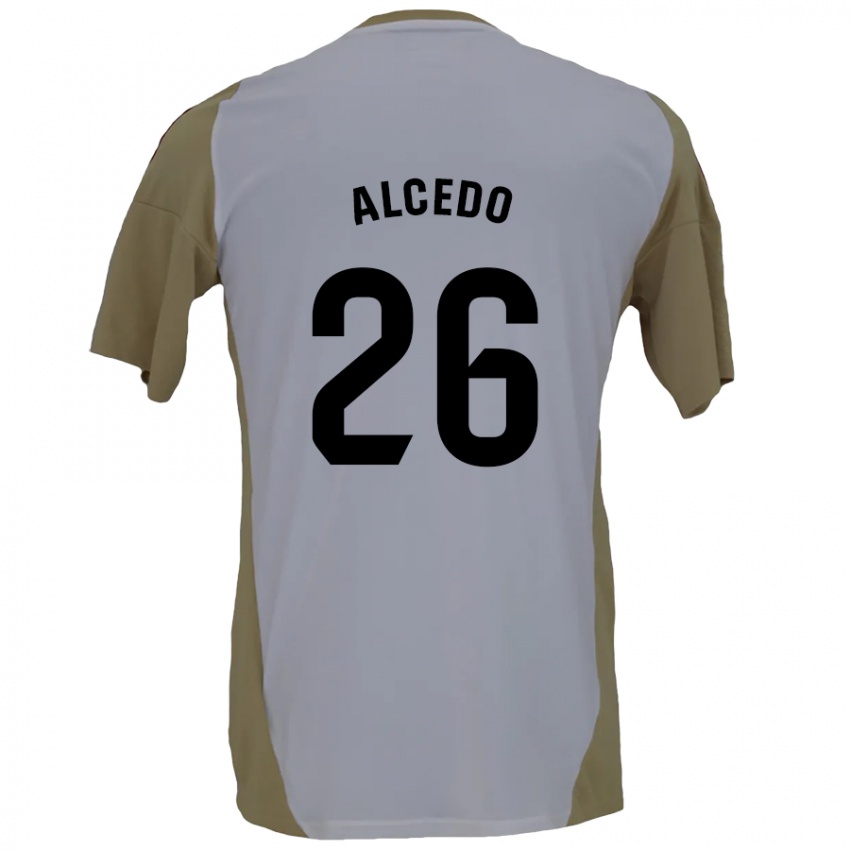 Niño Camiseta Juan María Alcedo #26 Marrón Blanco 2ª Equipación 2024/25 La Camisa Perú