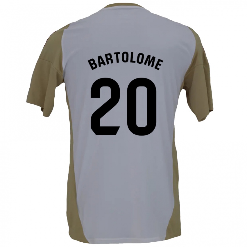 Niño Camiseta Diego Bartolomé #20 Marrón Blanco 2ª Equipación 2024/25 La Camisa Perú