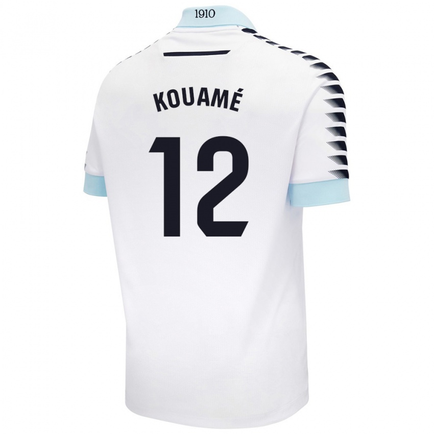 Niño Camiseta Rominigue Kouamé #12 Blanco Azul 2ª Equipación 2024/25 La Camisa Perú