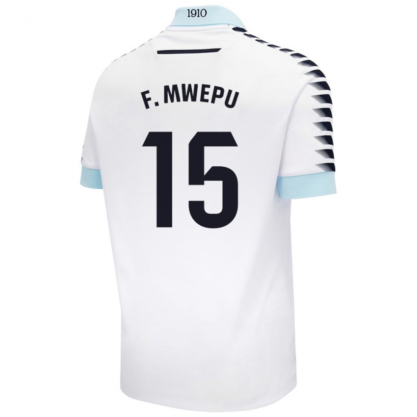 Niño Camiseta Francisco Mwepu #15 Blanco Azul 2ª Equipación 2024/25 La Camisa Perú