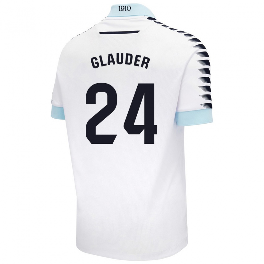 Niño Camiseta Cristian Glauder #24 Blanco Azul 2ª Equipación 2024/25 La Camisa Perú