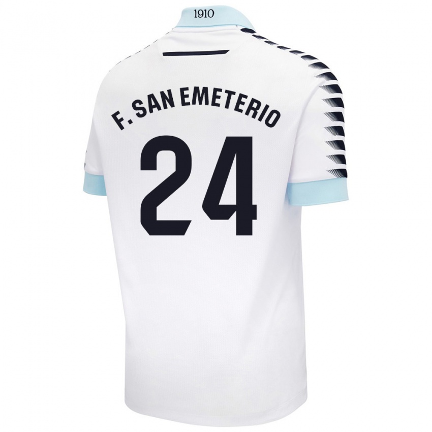 Niño Camiseta Fede San Emeterio #24 Blanco Azul 2ª Equipación 2024/25 La Camisa Perú