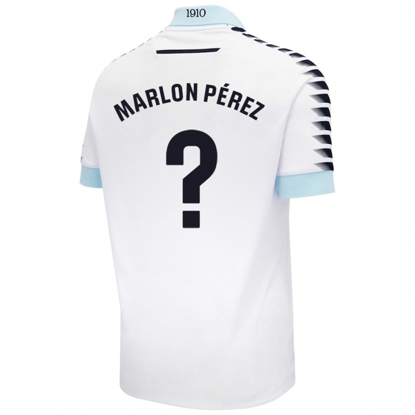 Niño Camiseta Marlon Pérez #0 Blanco Azul 2ª Equipación 2024/25 La Camisa Perú