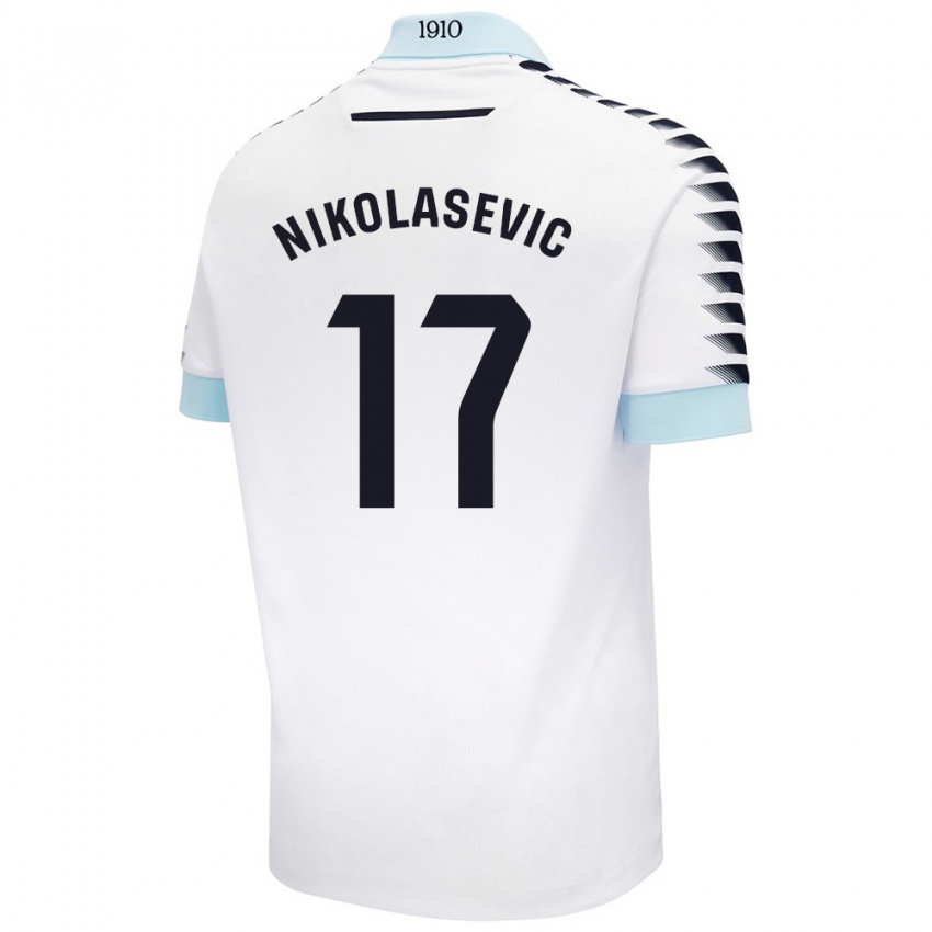 Niño Camiseta Mirko Nikolasevic #17 Blanco Azul 2ª Equipación 2024/25 La Camisa Perú