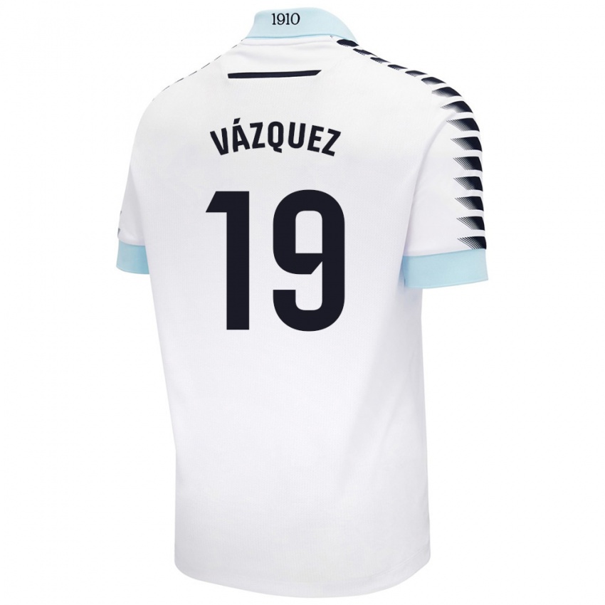 Niño Camiseta Borja Vázquez #19 Blanco Azul 2ª Equipación 2024/25 La Camisa Perú