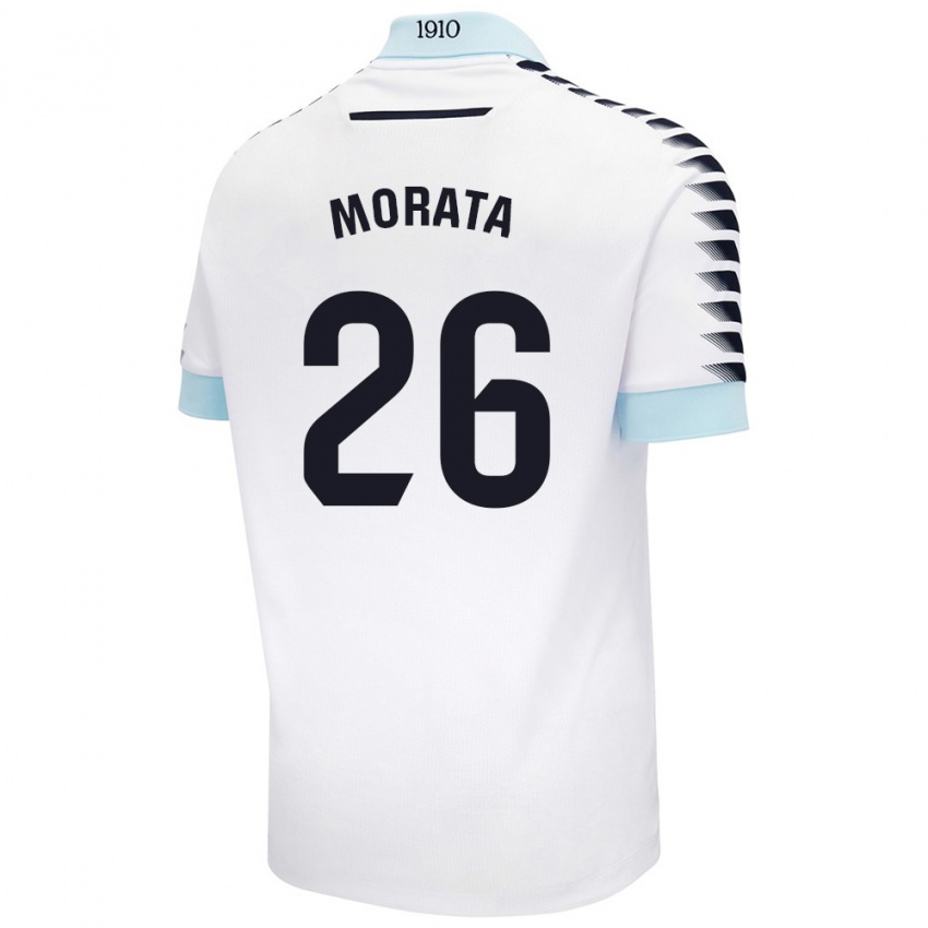 Niño Camiseta Álex Morata #26 Blanco Azul 2ª Equipación 2024/25 La Camisa Perú