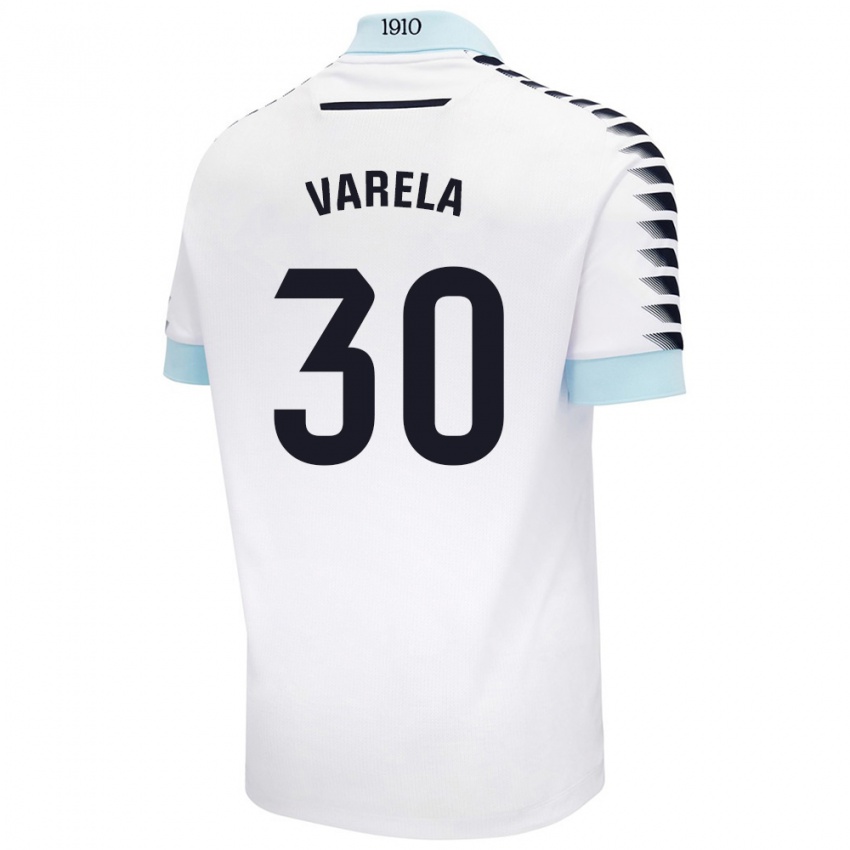 Niño Camiseta Brandon Varela #30 Blanco Azul 2ª Equipación 2024/25 La Camisa Perú