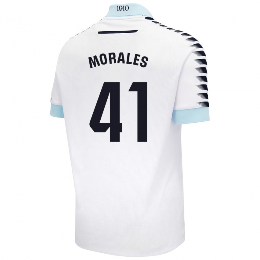 Niño Camiseta Luis Morales #41 Blanco Azul 2ª Equipación 2024/25 La Camisa Perú