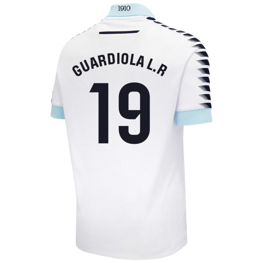 Niño Camiseta Sergi Guardiola #19 Blanco Azul 2ª Equipación 2024/25 La Camisa Perú