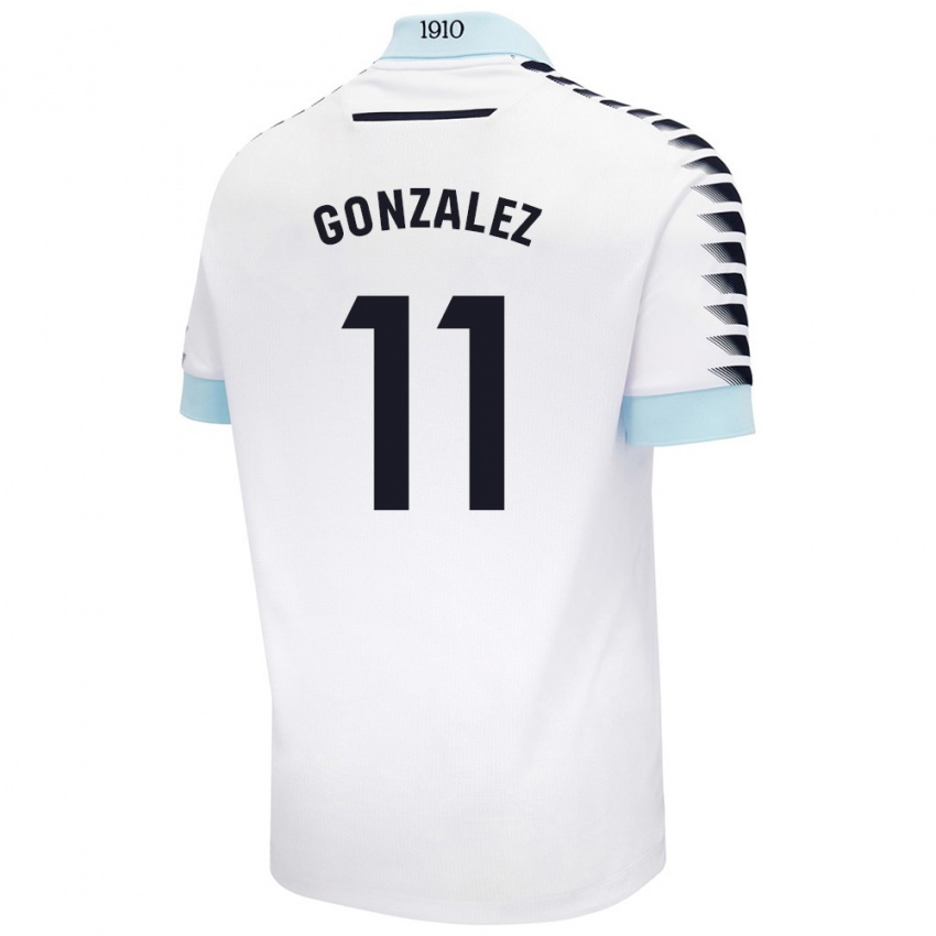 Niño Camiseta Chus González #11 Blanco Azul 2ª Equipación 2024/25 La Camisa Perú