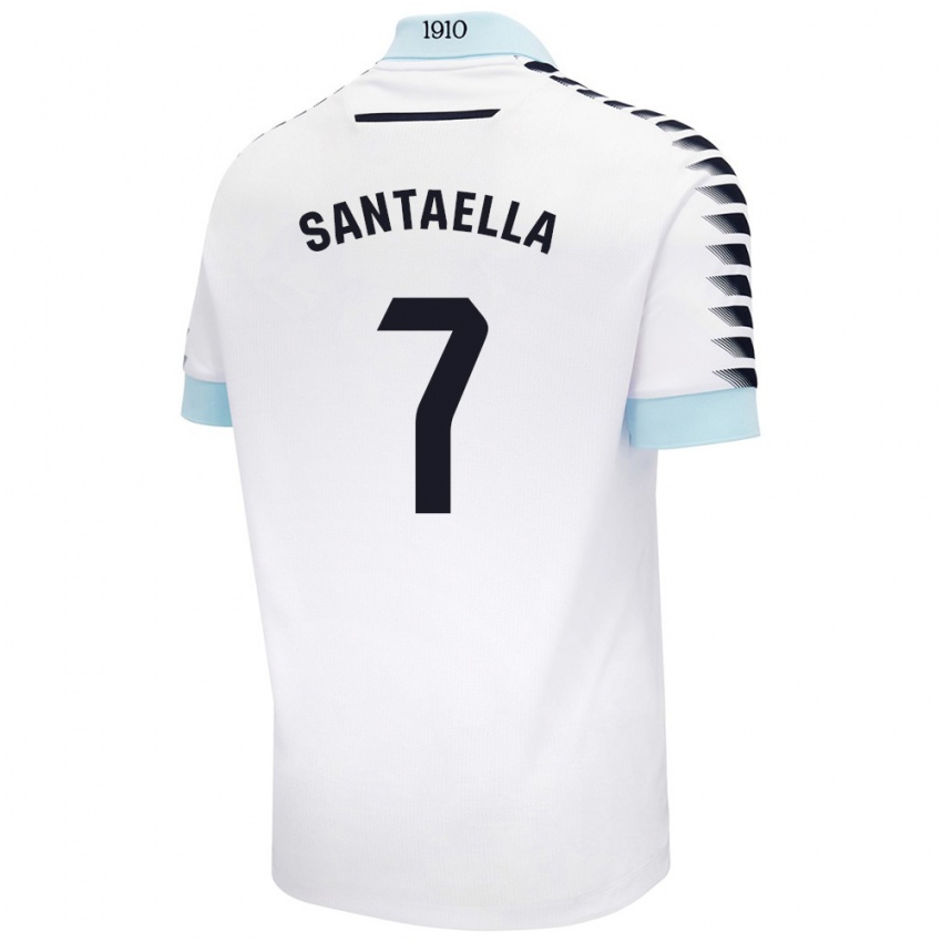 Niño Camiseta Natalia Santaella Picón #7 Blanco Azul 2ª Equipación 2024/25 La Camisa Perú