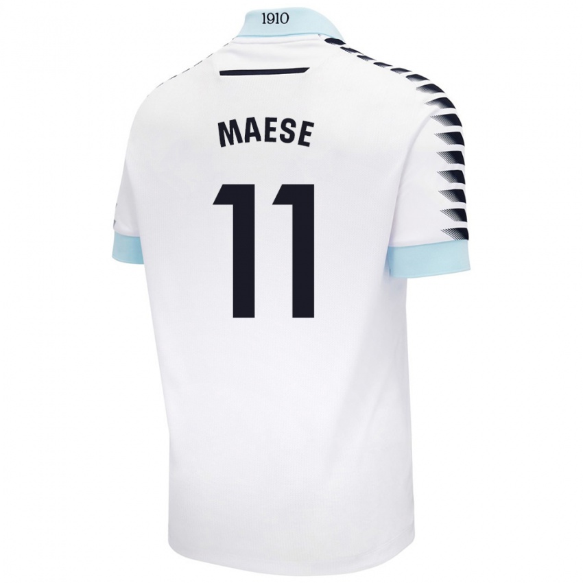 Niño Camiseta María Del Carmen Maese Gaitán #11 Blanco Azul 2ª Equipación 2024/25 La Camisa Perú