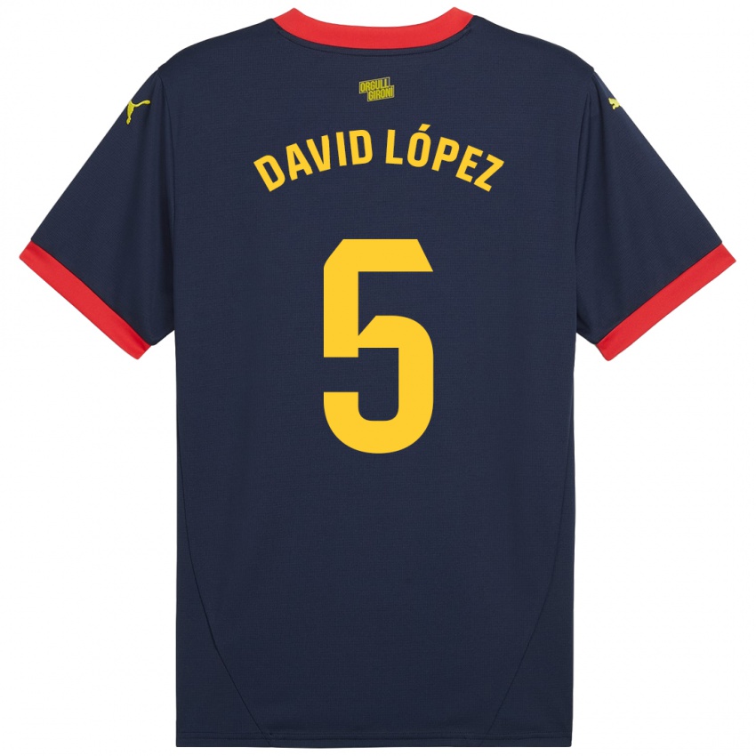 Niño Camiseta David López #5 Azul Marino Rojo 2ª Equipación 2024/25 La Camisa Perú