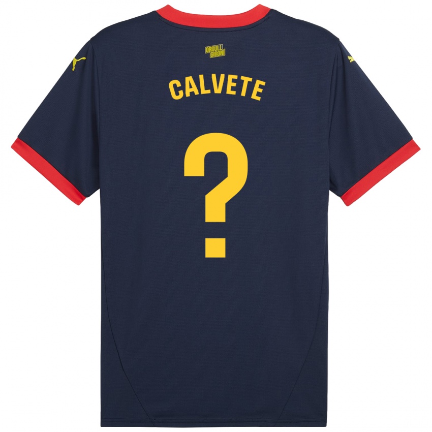 Niño Camiseta Pablo Calvete #0 Azul Marino Rojo 2ª Equipación 2024/25 La Camisa Perú