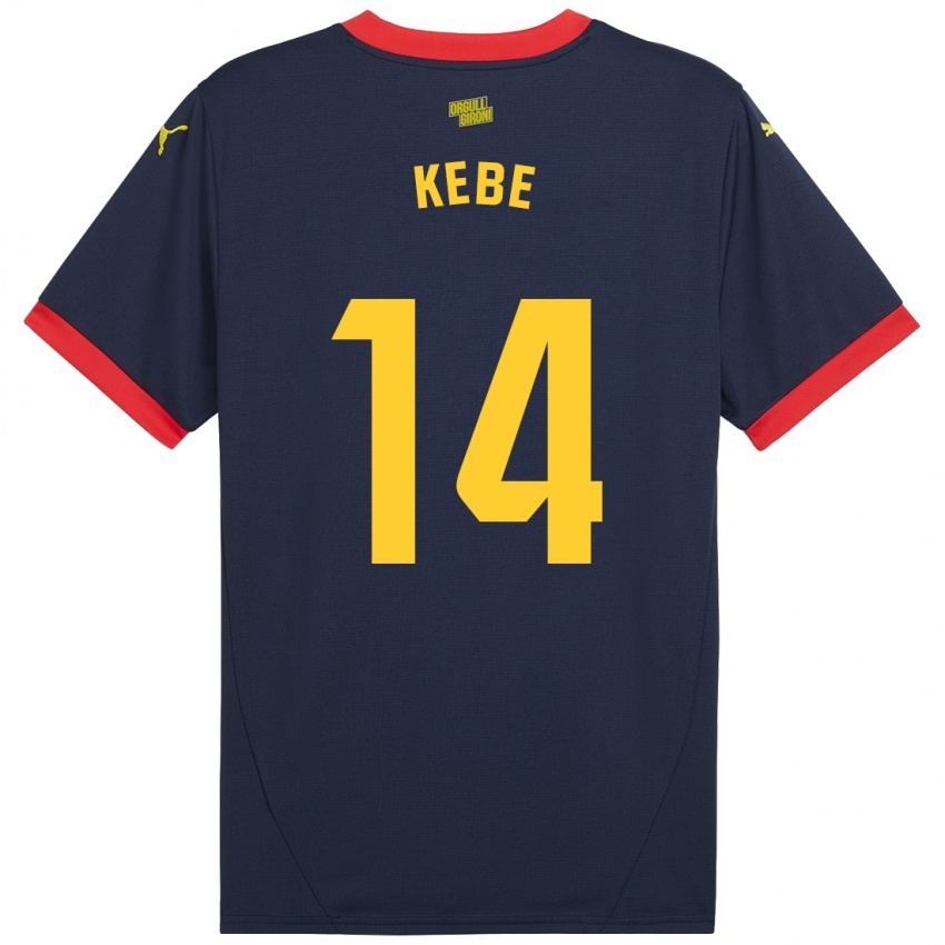 Niño Camiseta Moussa Kébé #14 Azul Marino Rojo 2ª Equipación 2024/25 La Camisa Perú