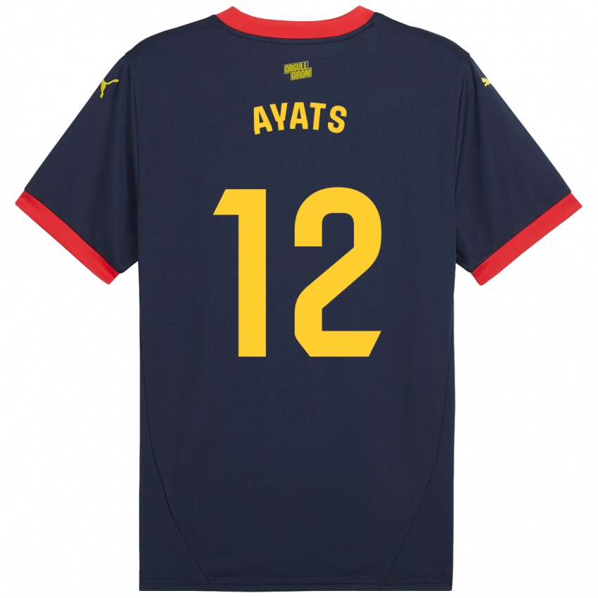 Niño Camiseta Mònica Ayats #12 Azul Marino Rojo 2ª Equipación 2024/25 La Camisa Perú