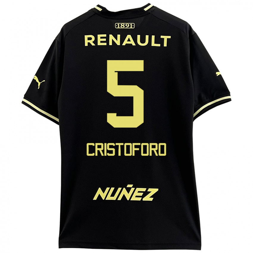 Niño Camiseta Sebastián Cristóforo #5 Negro Amarillo 2ª Equipación 2024/25 La Camisa Perú