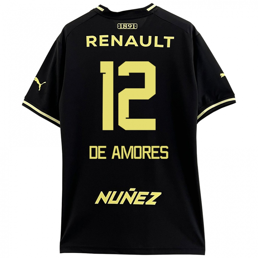 Niño Camiseta Guillermo De Amores #12 Negro Amarillo 2ª Equipación 2024/25 La Camisa Perú