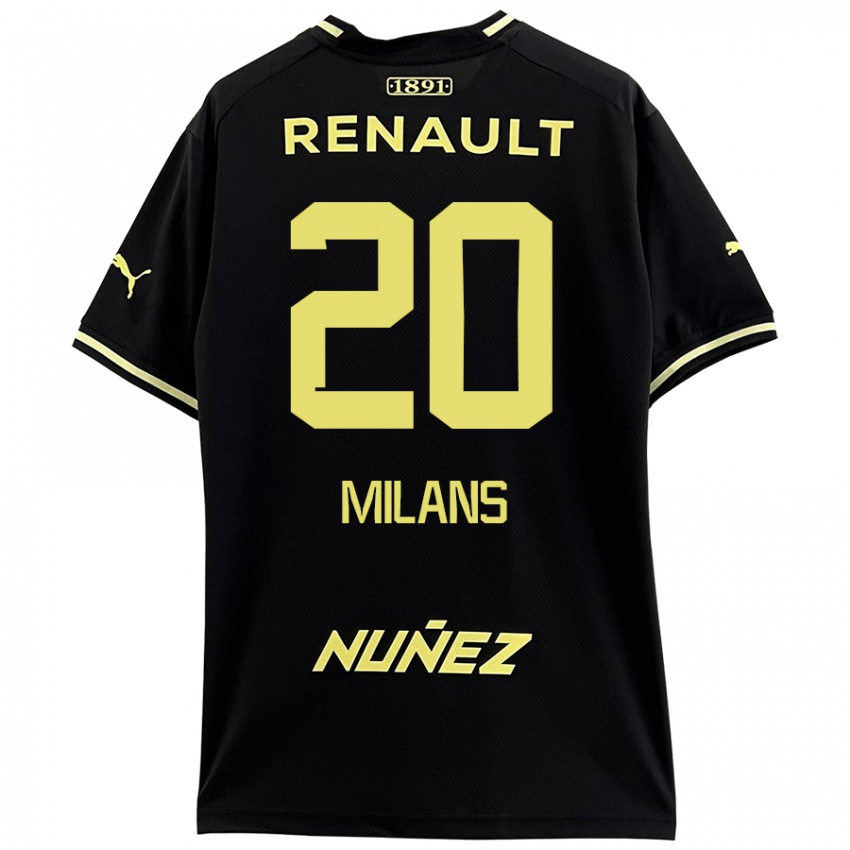 Niño Camiseta Pedro Milans #20 Negro Amarillo 2ª Equipación 2024/25 La Camisa Perú