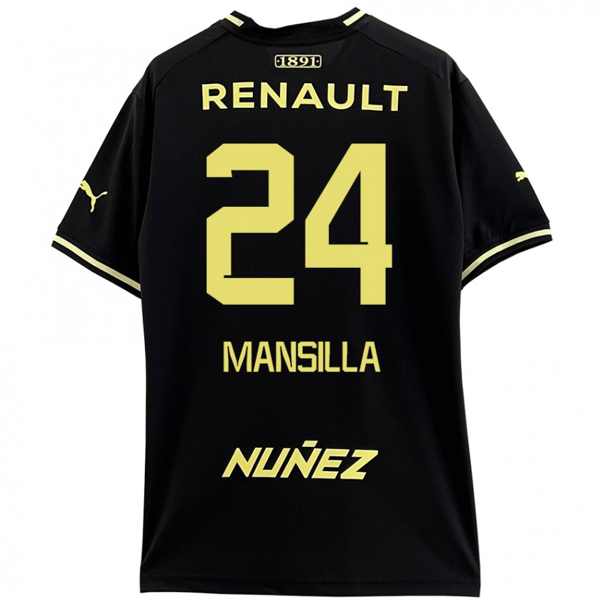 Niño Camiseta Brian Mansilla #24 Negro Amarillo 2ª Equipación 2024/25 La Camisa Perú