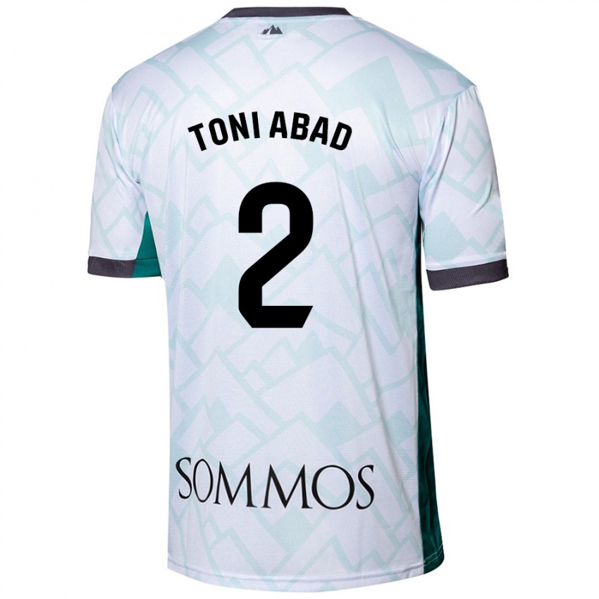 Niño Camiseta Toni Abad #2 Blanco Verde 2ª Equipación 2024/25 La Camisa Perú