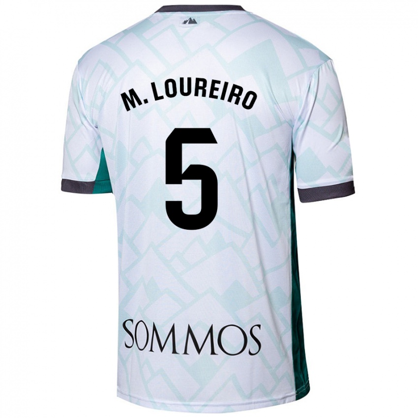 Niño Camiseta Miguel Loureiro #5 Blanco Verde 2ª Equipación 2024/25 La Camisa Perú