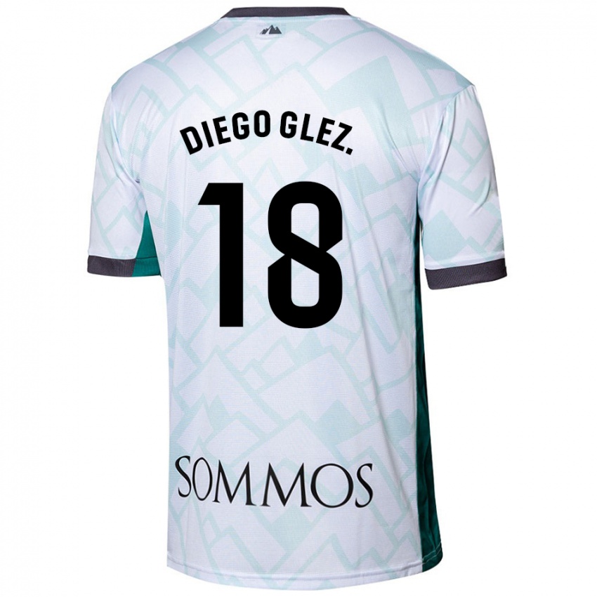 Niño Camiseta Diego González #18 Blanco Verde 2ª Equipación 2024/25 La Camisa Perú