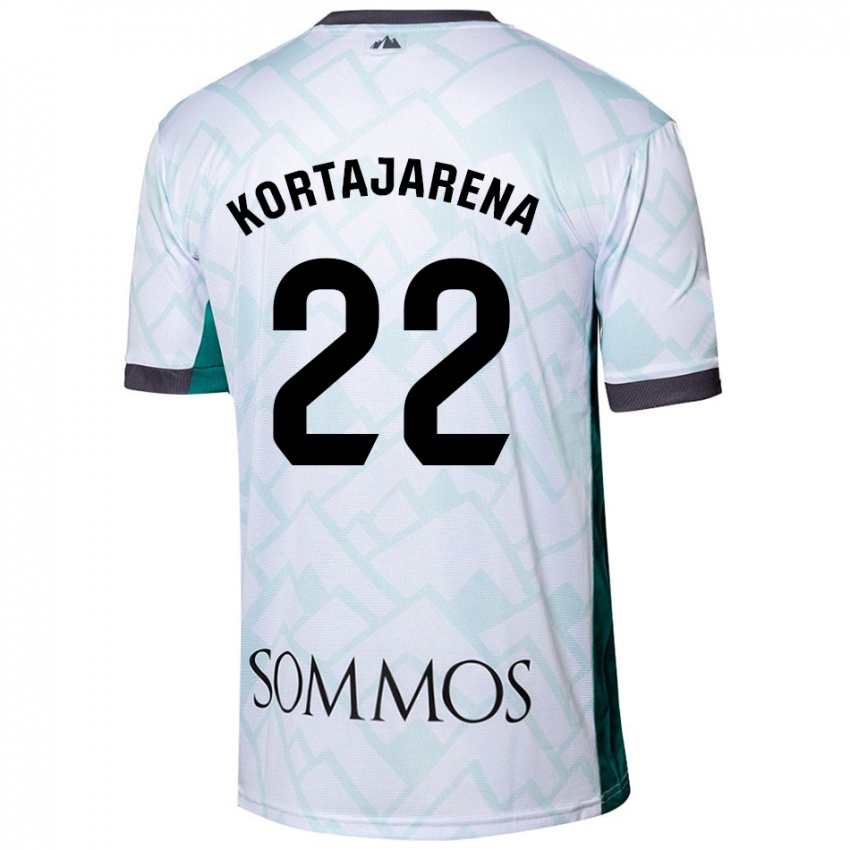 Niño Camiseta Iker Kortajarena #22 Blanco Verde 2ª Equipación 2024/25 La Camisa Perú