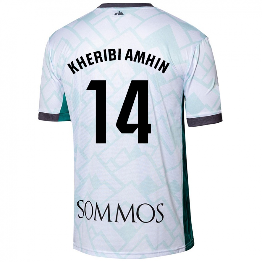 Niño Camiseta Nabil Kheribi Amhin #14 Blanco Verde 2ª Equipación 2024/25 La Camisa Perú