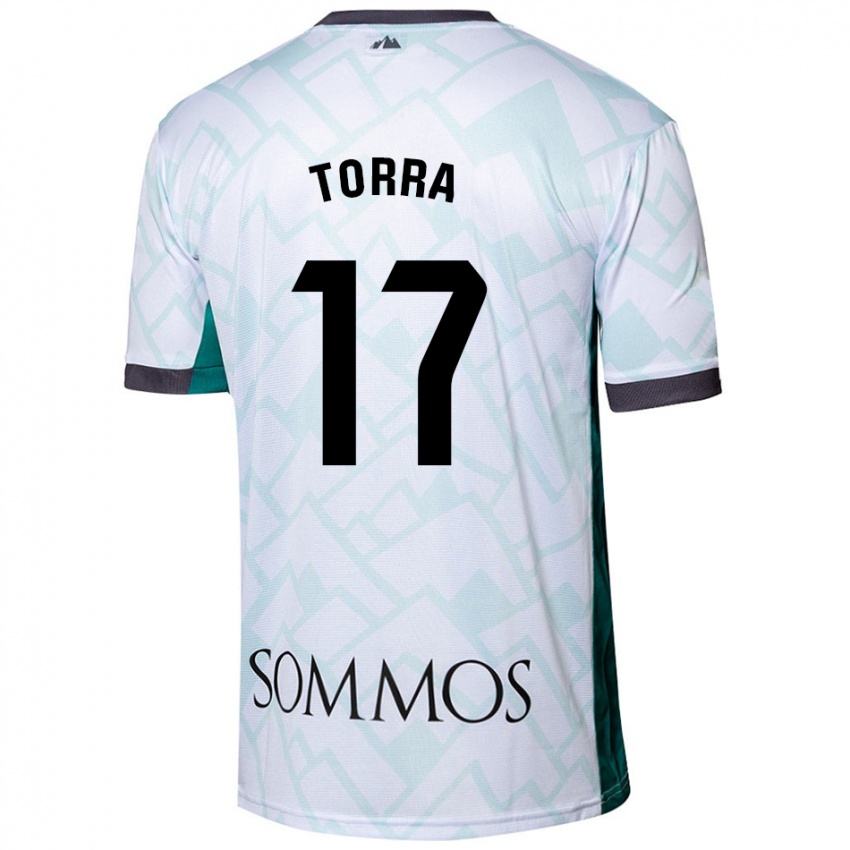 Niño Camiseta Marc Torra #17 Blanco Verde 2ª Equipación 2024/25 La Camisa Perú