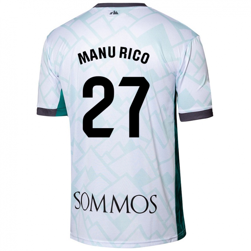 Niño Camiseta Manu Rico #27 Blanco Verde 2ª Equipación 2024/25 La Camisa Perú