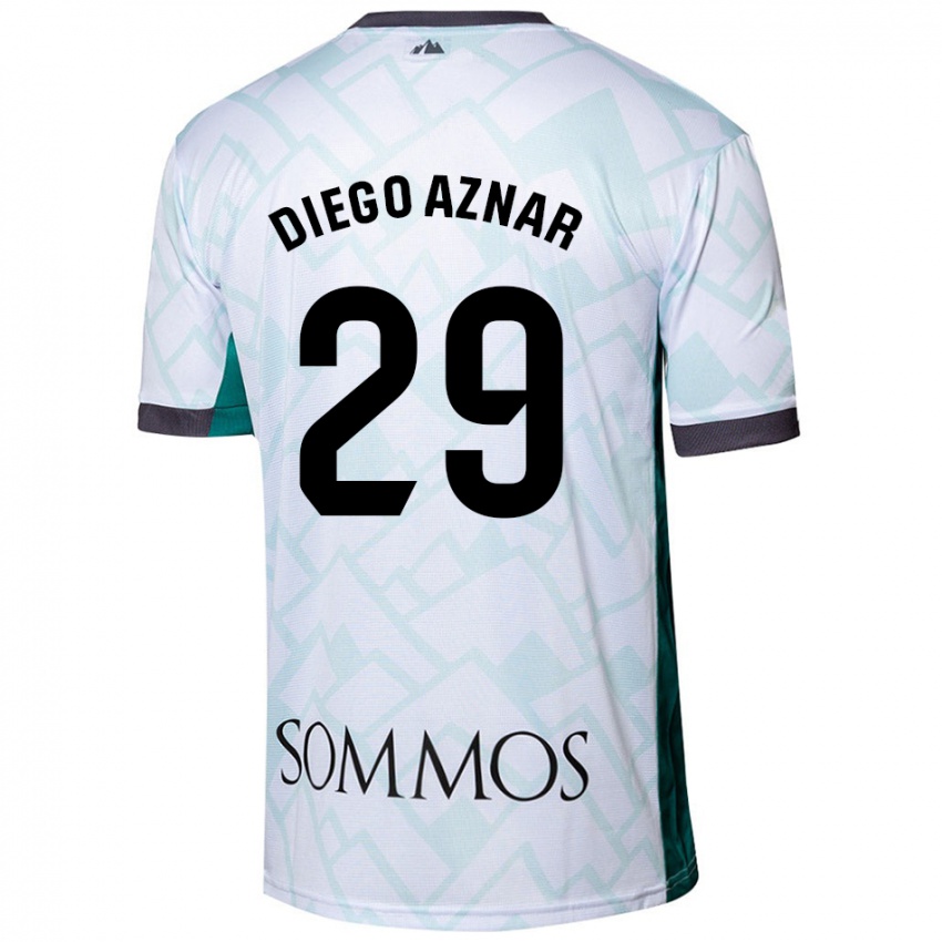 Niño Camiseta Diego Aznar #29 Blanco Verde 2ª Equipación 2024/25 La Camisa Perú