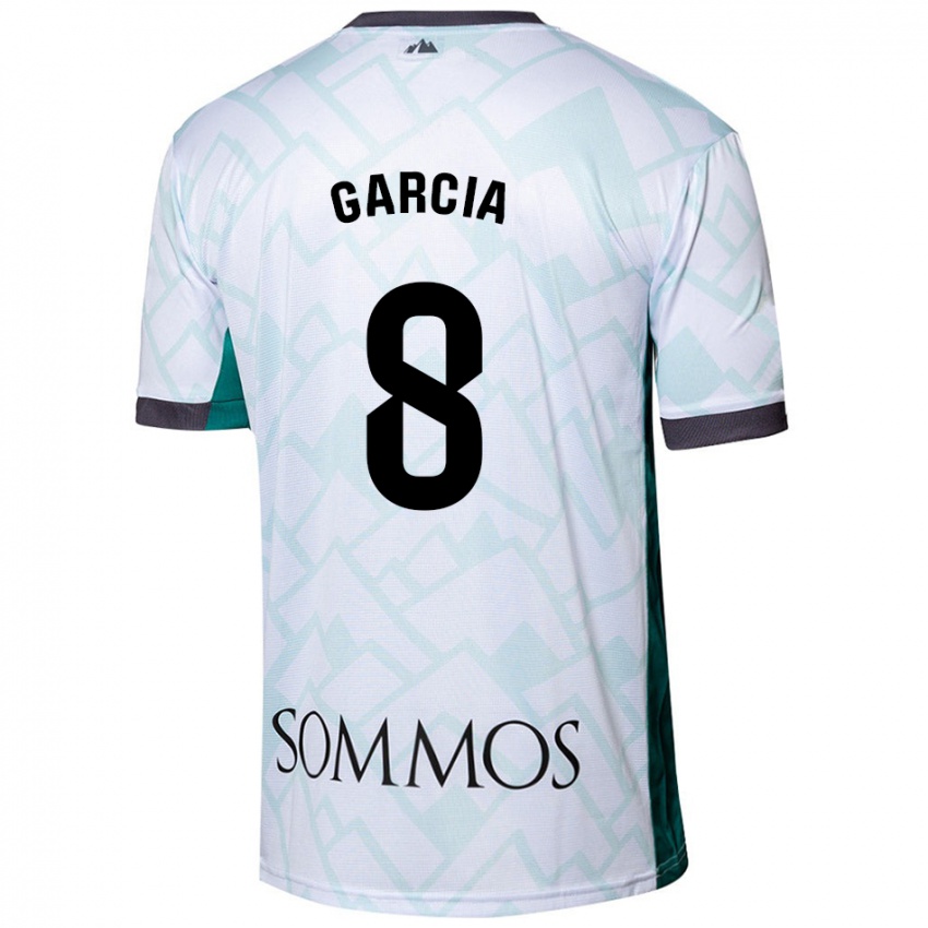 Niño Camiseta David García #8 Blanco Verde 2ª Equipación 2024/25 La Camisa Perú