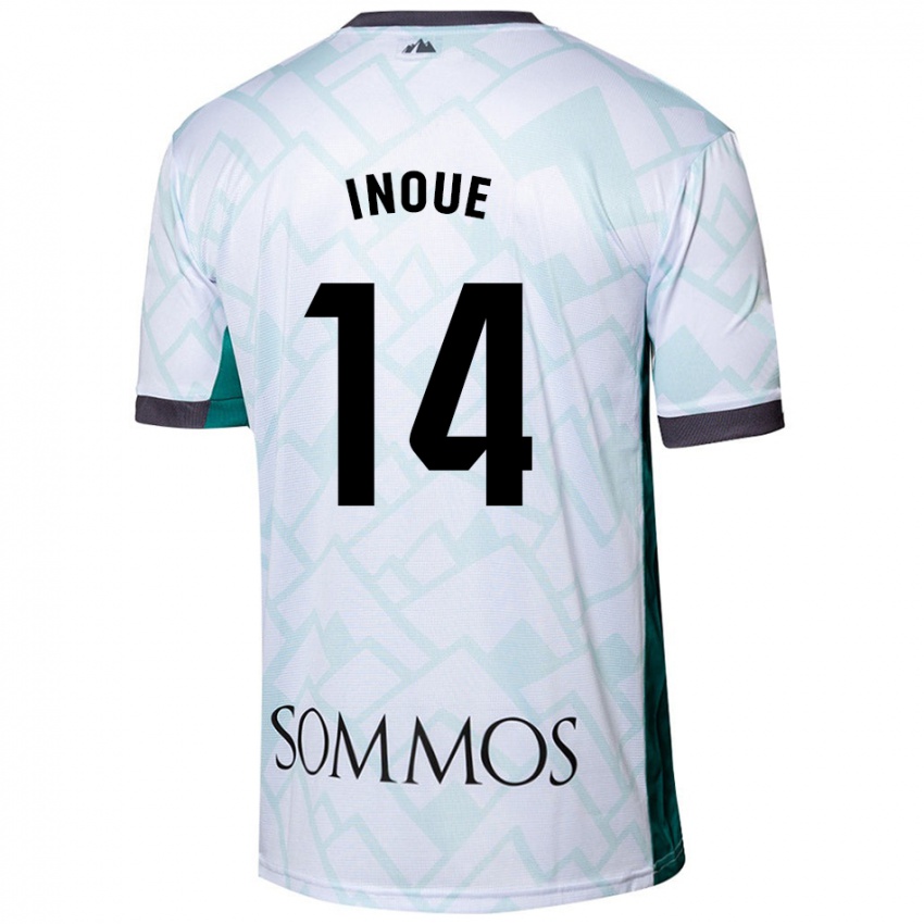 Niño Camiseta Moe Inoue #14 Blanco Verde 2ª Equipación 2024/25 La Camisa Perú